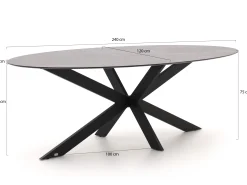 Bellagio Marudo/Furato ellips 240cm dining tuinset 7-delig stapelbaar