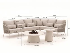 Bellagio Mineo/Cosidune hoek loungeset met vuurtafels 6-delig