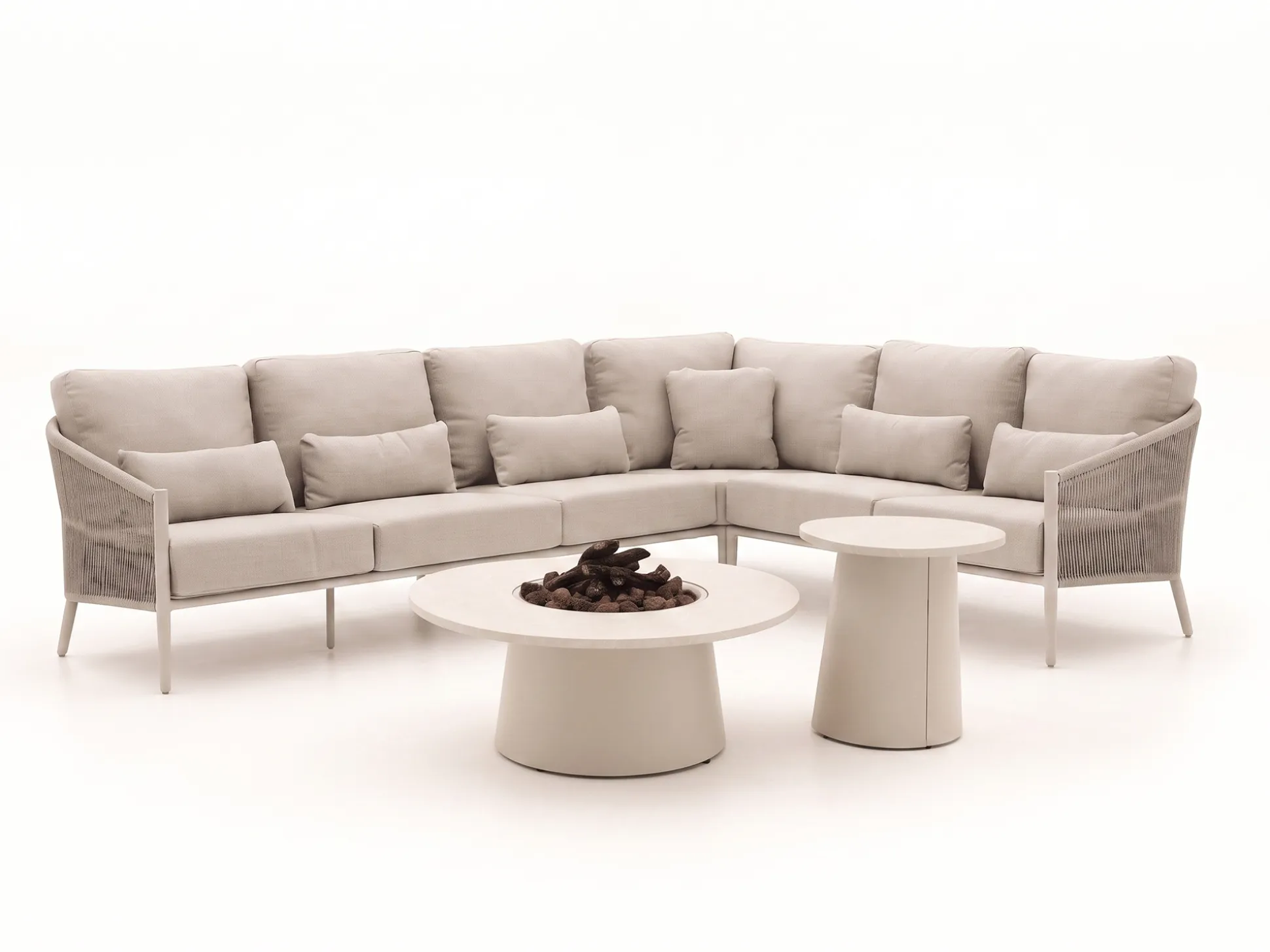 Bellagio Mineo/Cosidune hoek loungeset met vuurtafels 6-delig