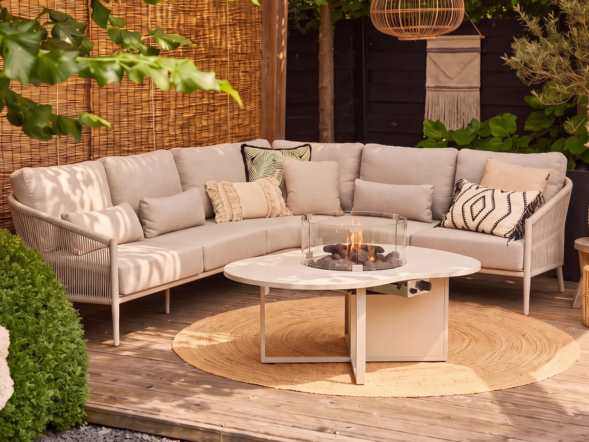 Bellagio Mineo/Cosiloft Novi hoek loungeset met vuurtafel 5-delig