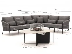 Bellagio Mineo/Cosiloft Novi hoek loungeset met vuurtafel 5-delig