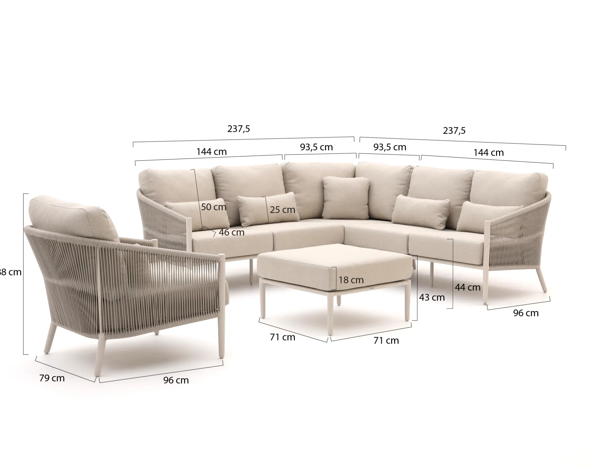 Bellagio Mineo hoek loungeset 5-delig