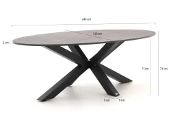 Bellagio Mineo/Induno Ellips 240cm dining tuinset 7-delig