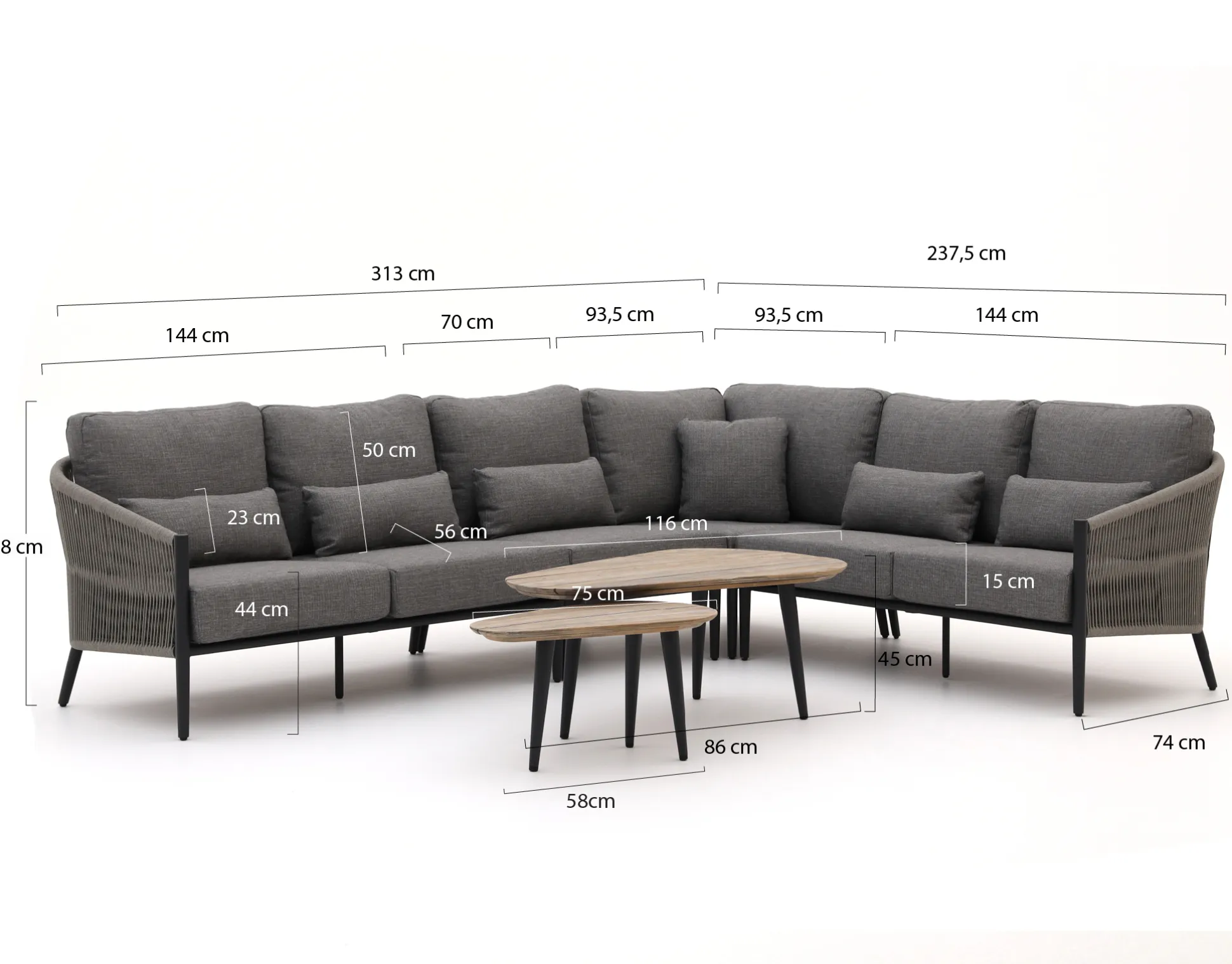 Bellagio Mineo/ROUGH-K hoek loungeset 6-delig