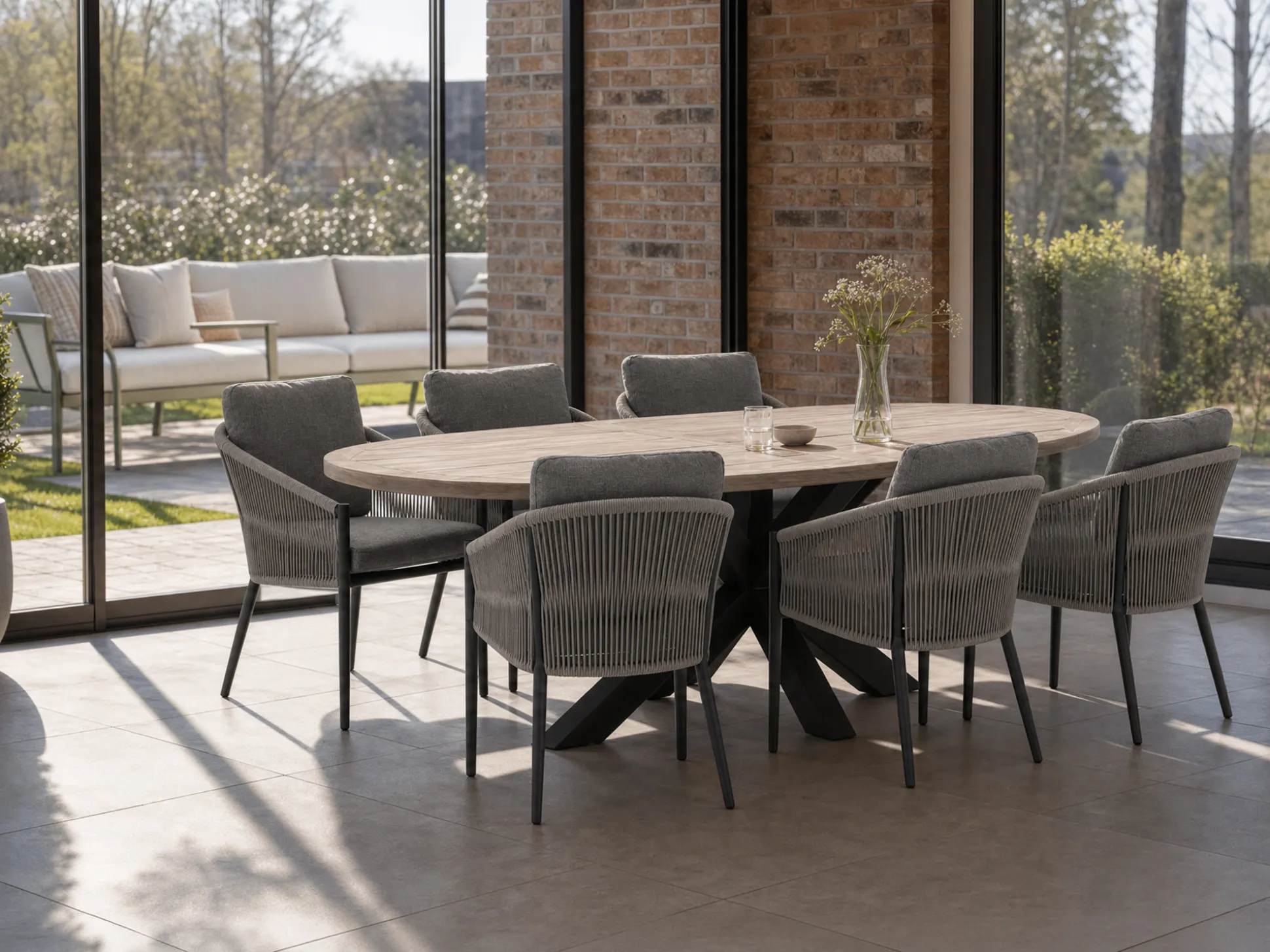 Bellagio Mineo/ROUGH-Y Ellips 240cm dining tuinset 7-delig