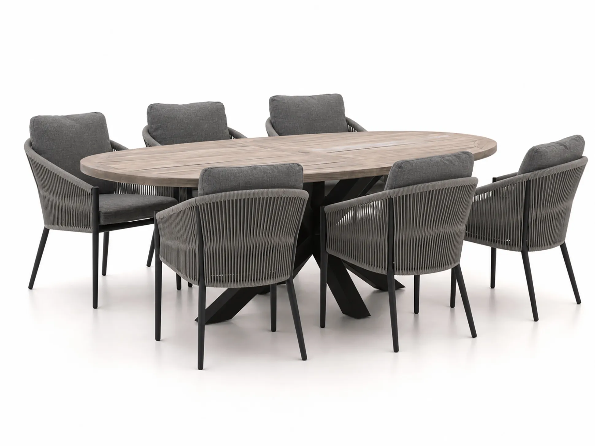 Bellagio Mineo/ROUGH-Y Ellips 240cm dining tuinset 7-delig