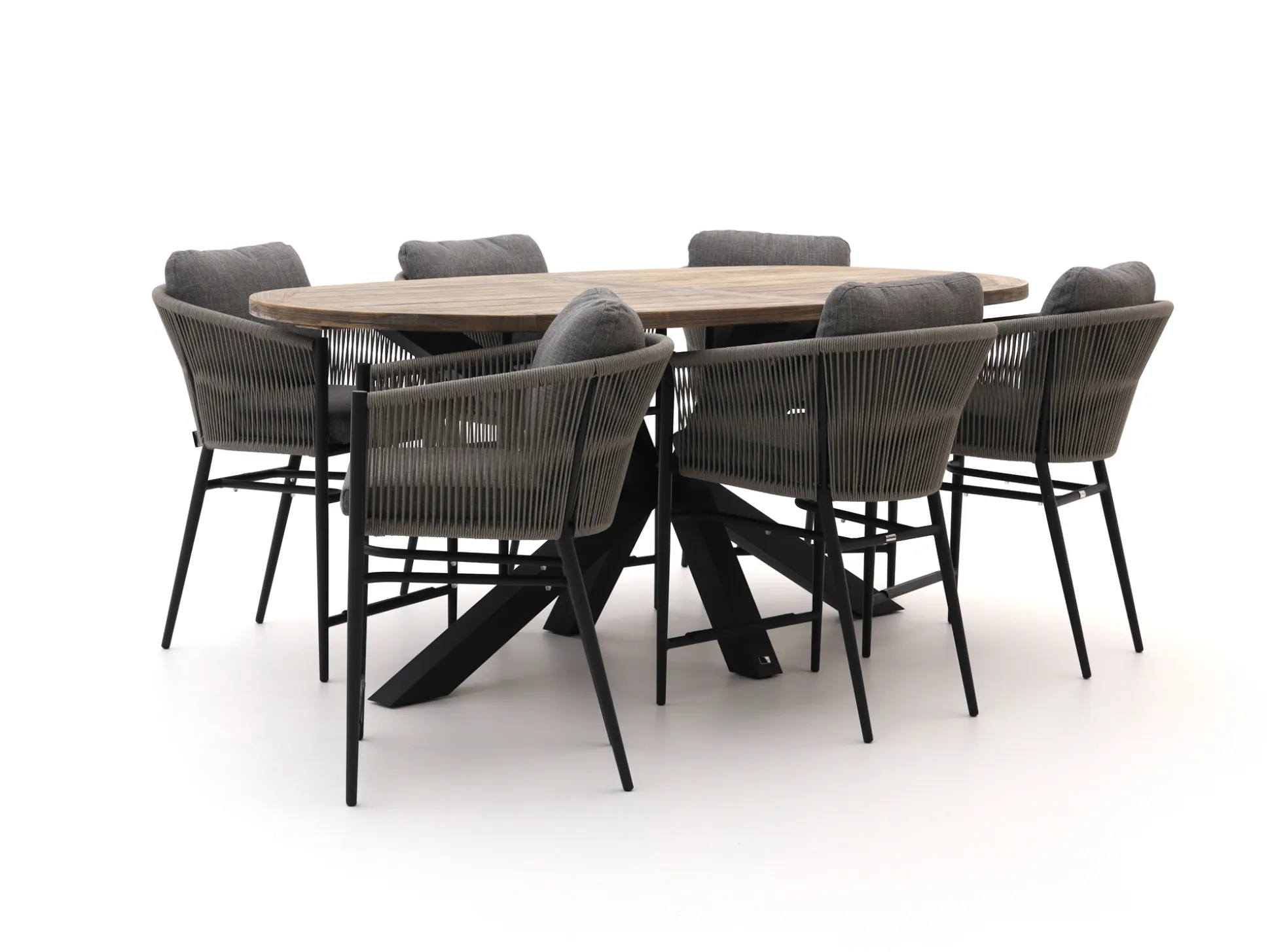 Bellagio Mineo/ROUGH-Y Ellips 240cm high dining tuinset 7-delig