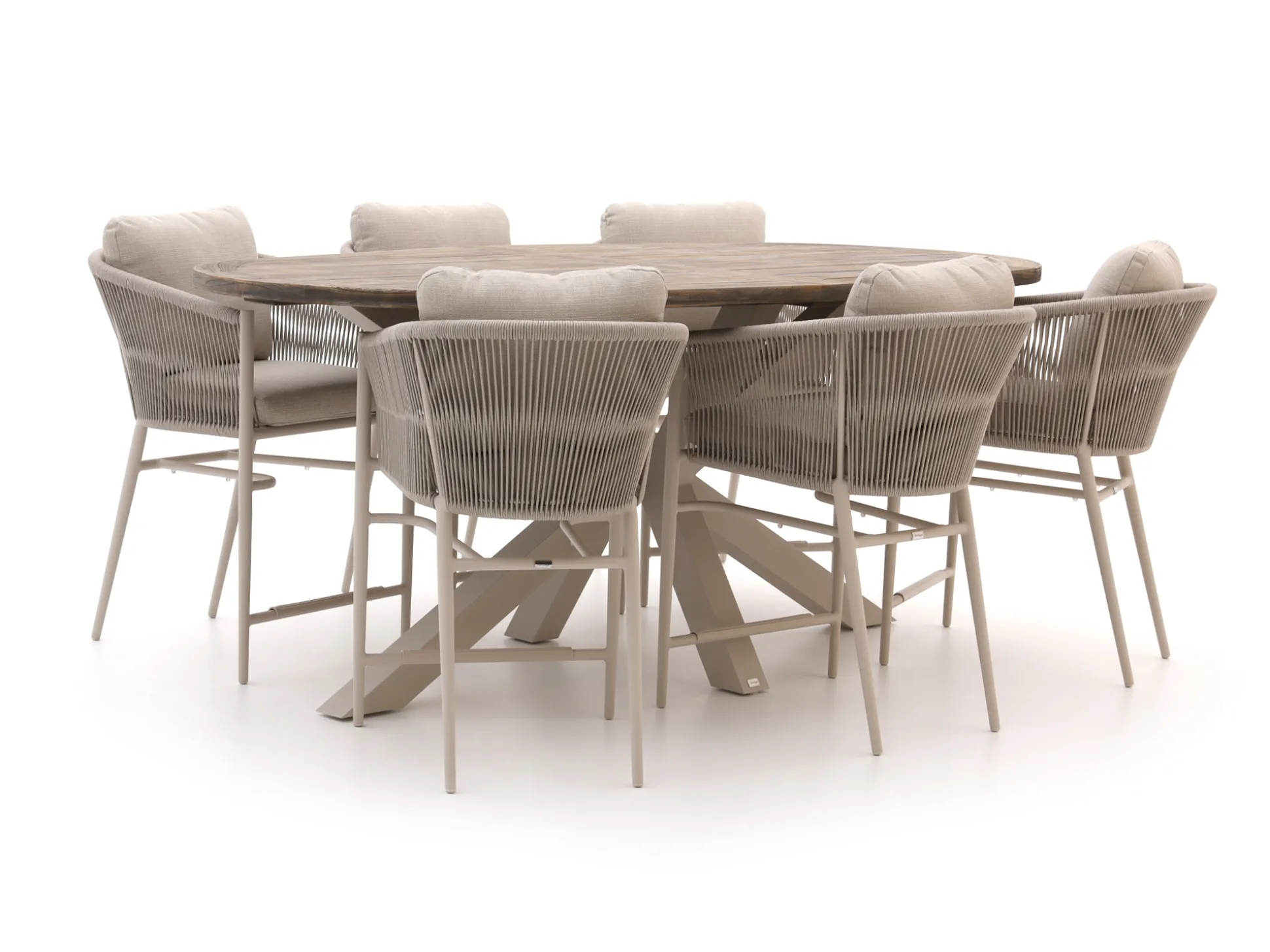 Bellagio Mineo/ROUGH-Y Ellips 240cm high dining tuinset 7-delig