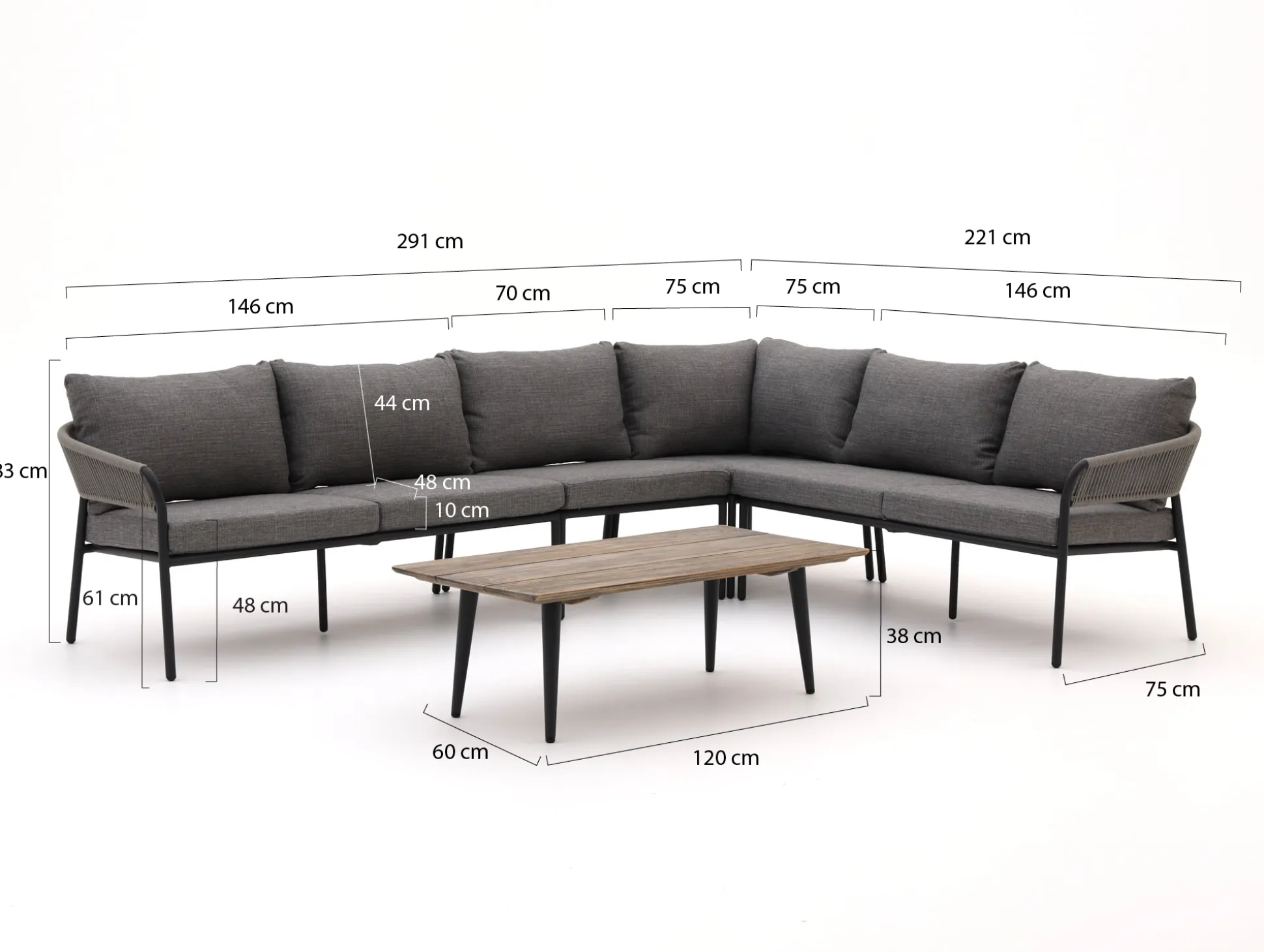 Bellagio Nova Siri/ROUGH-K hoek loungeset 5-delig