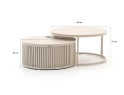 Bellagio Oriago lounge tuintafelset ø85cm(h:45cm)/ø78cm (h:36cm)