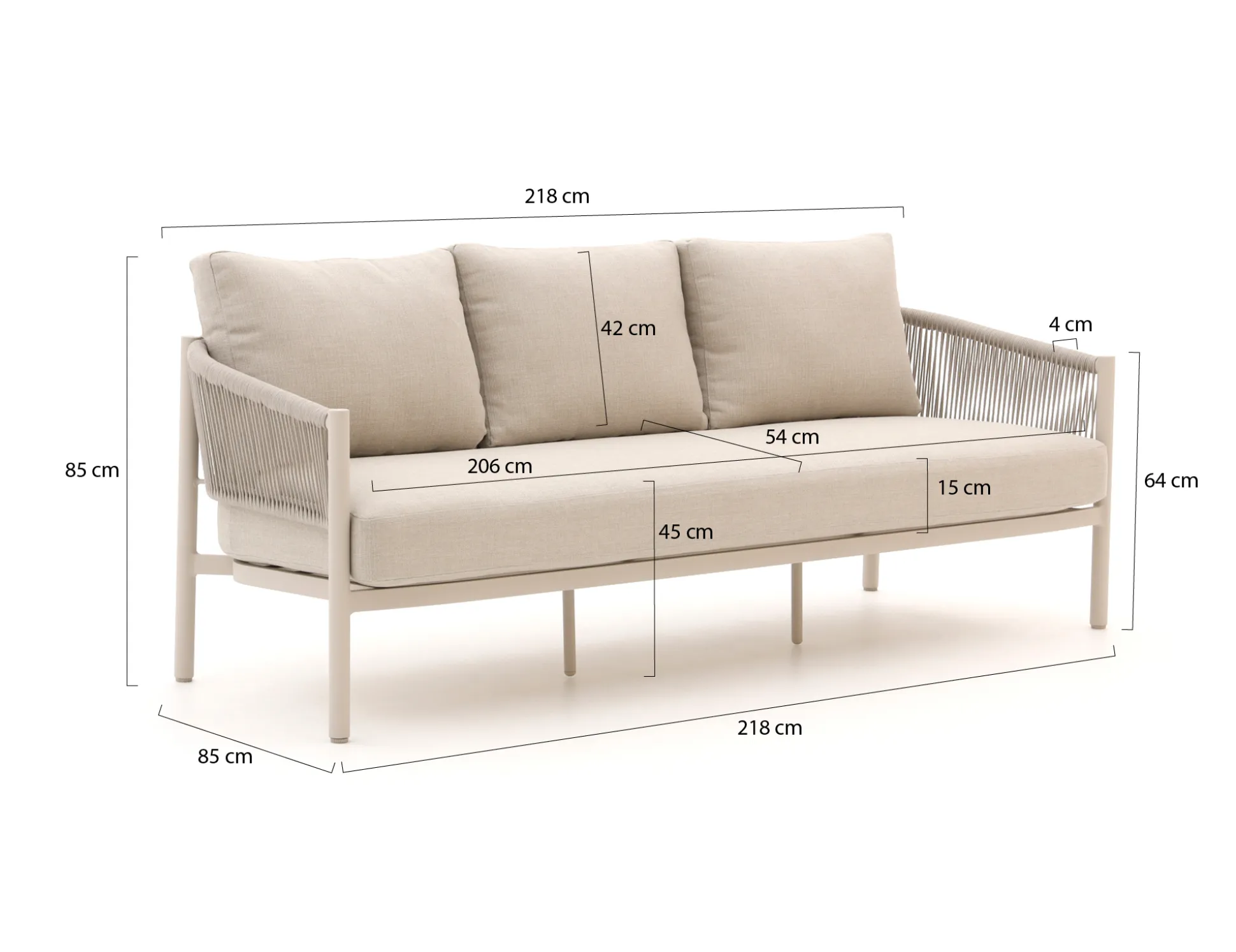 Bellagio Panaro lounge tuinbank 3-zits 220cm