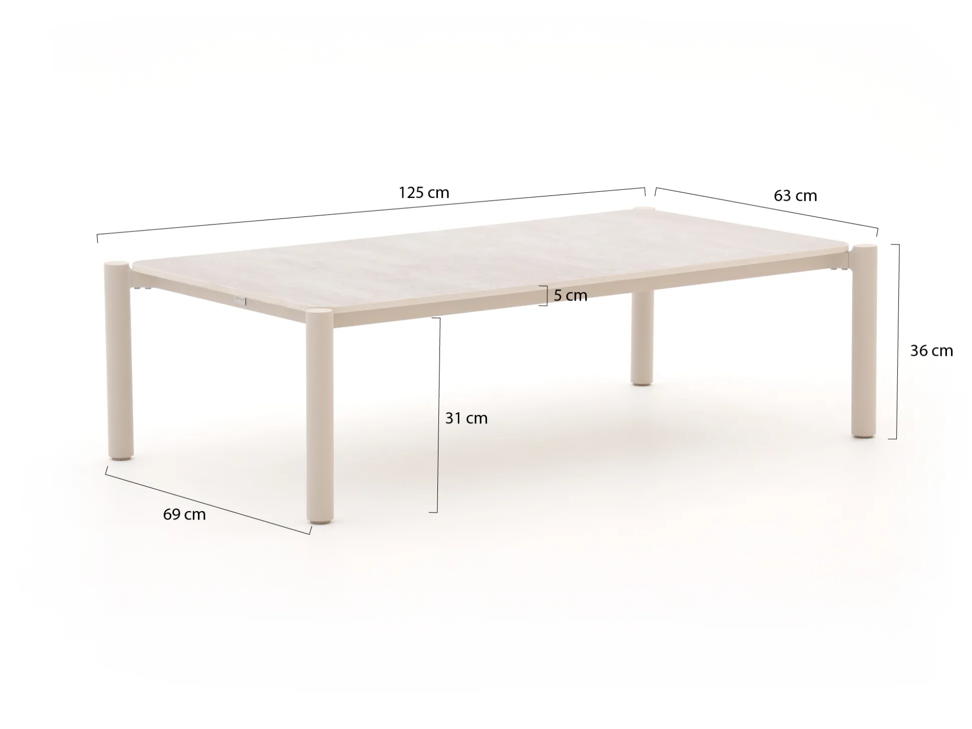Bellagio Panaro lounge tuintafel 125x70x36cm