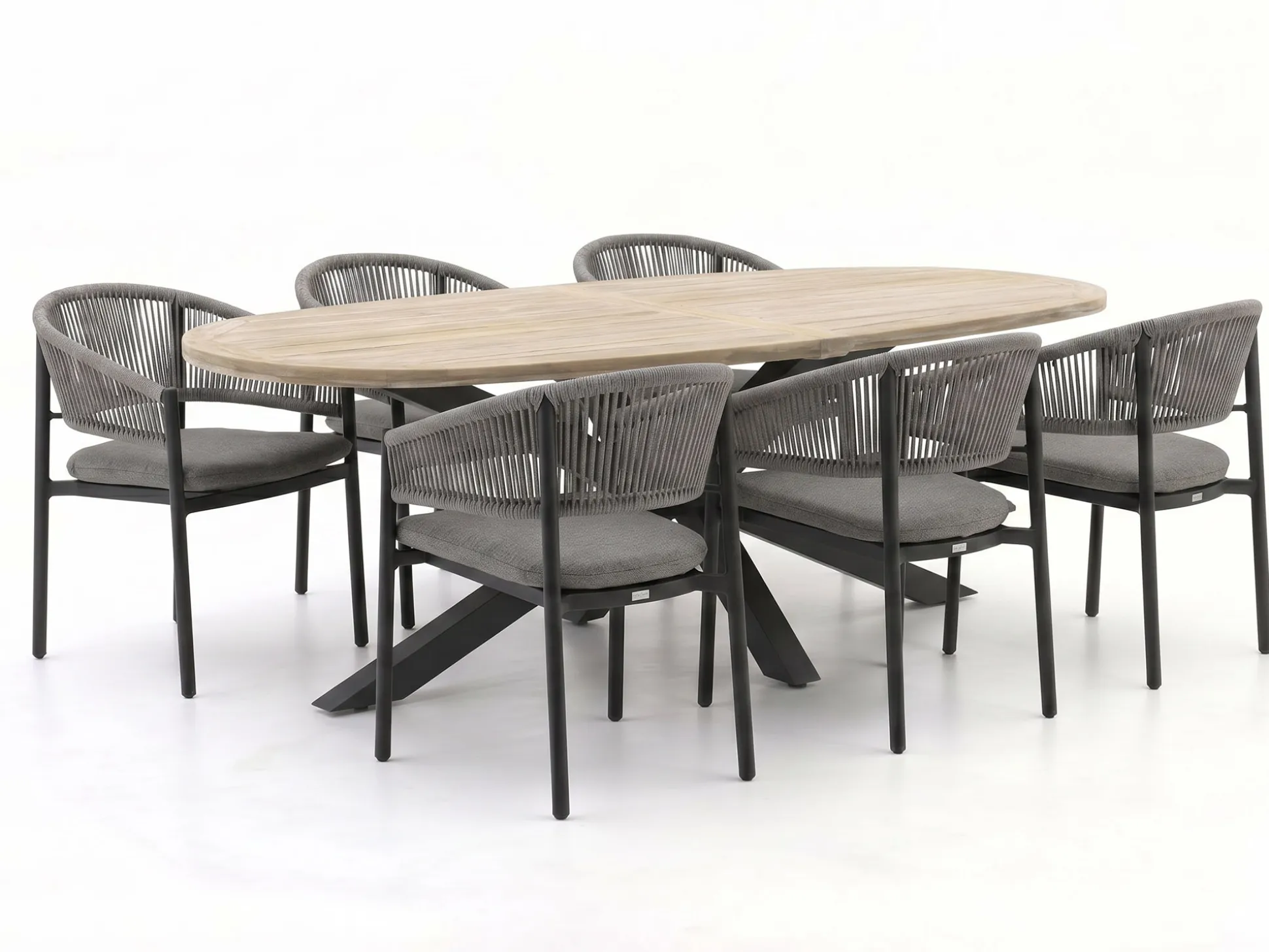 Bellagio Panaro/ROUGH-Y Ellips 240cm dining tuinset 7-delig stapelbaar