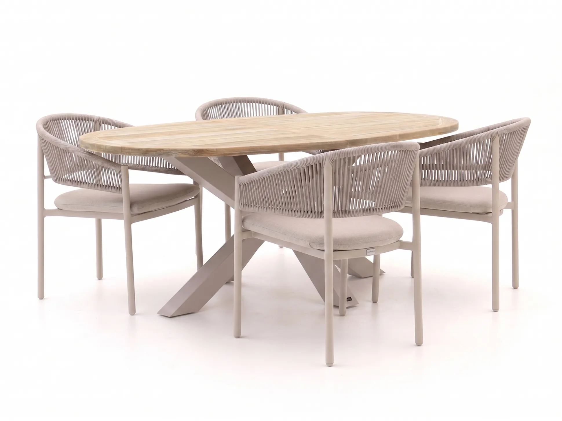 Bellagio Panaro/ROUGH-Y Ellips 200cm dining tuinset 5-delig stapelbaar