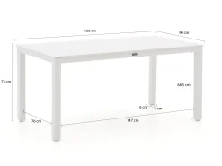 Bellagio Rumo/Menzano 160cm dining tuinset 5-delig stapelbaar