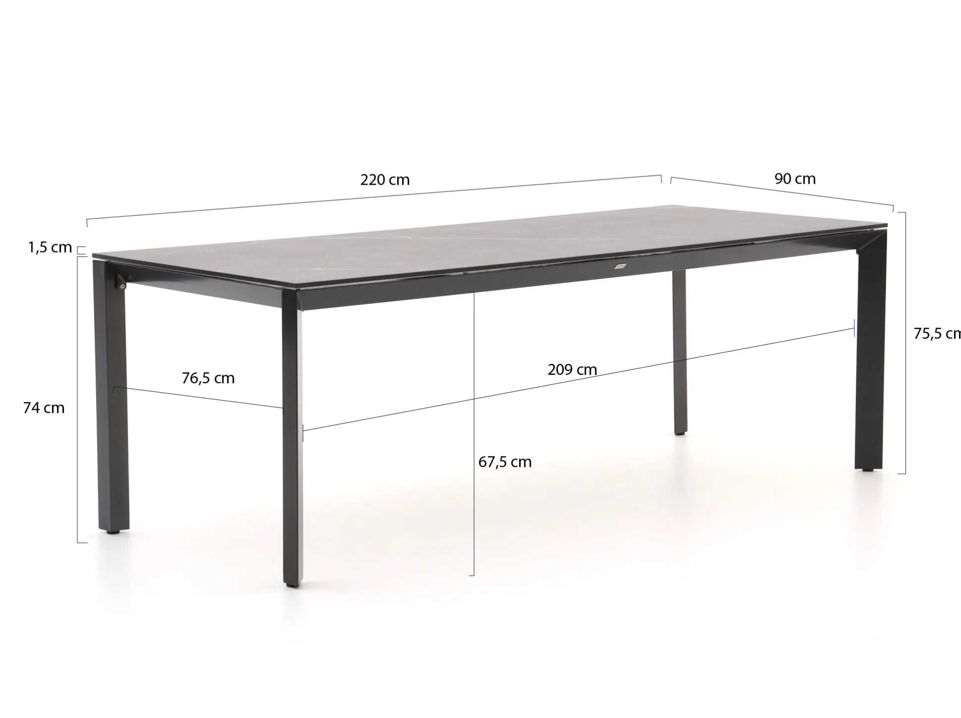 Bellagio Sestino dining tuintafel 220x90cm