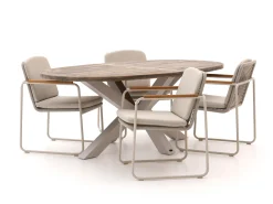 Bellagio Sordio/ROUGH-Y Ellips 200cm dining tuinset 5-delig stapelbaar