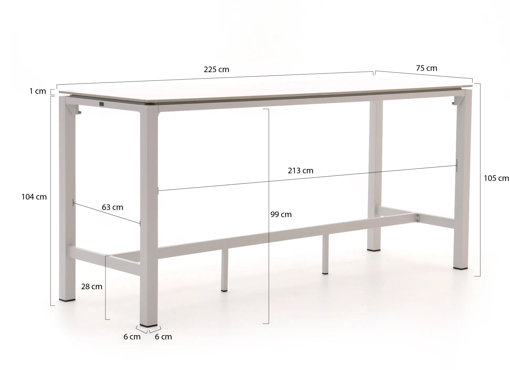 Bellagio Trecenta bartafel 225x75x105cm