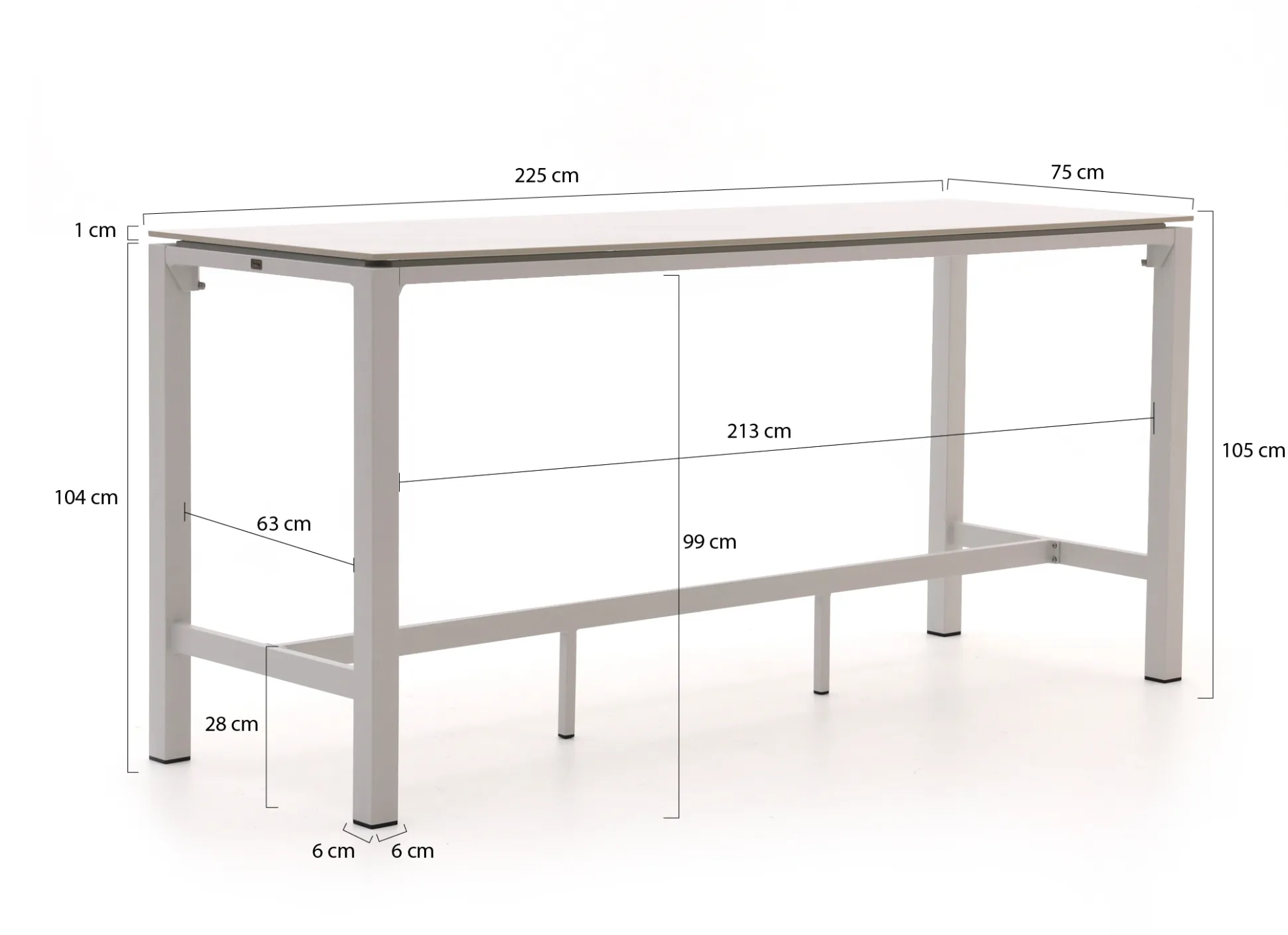 Bellagio Trecenta bartafel 225x75x105cm