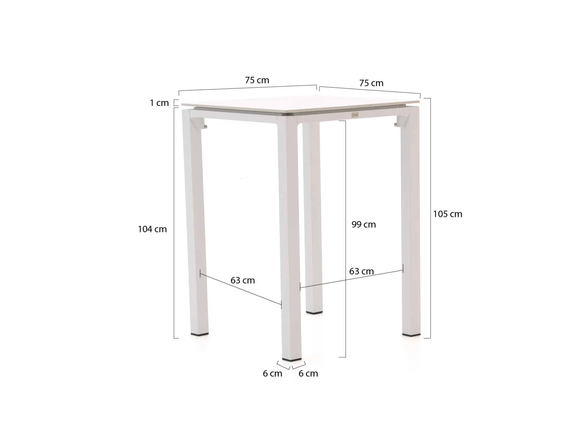 Bellagio Trecenta bartafel 75x75x105cm