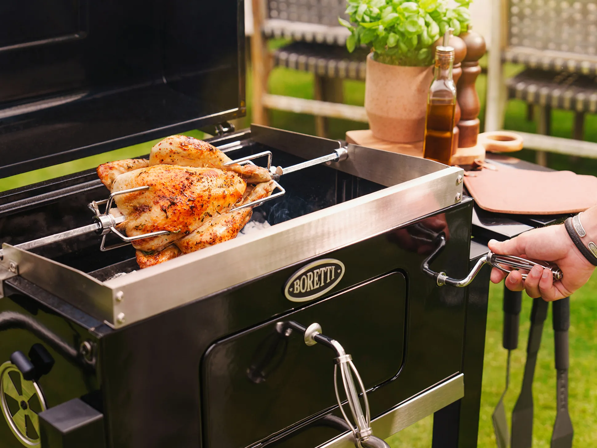 Boretti barbecue draaispit 44x73x12cm t.b.v. Carbone houtskoolbarbecue