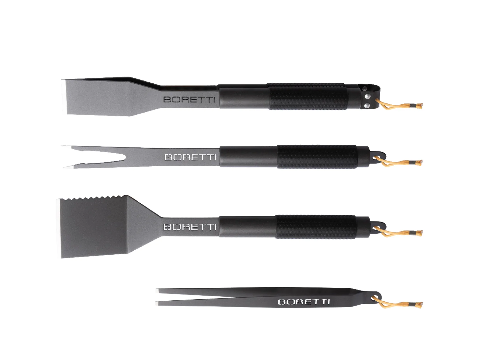 Boretti barbecue grill gereedsschapsset 4-delig (tang, spatel, vork, pincet)