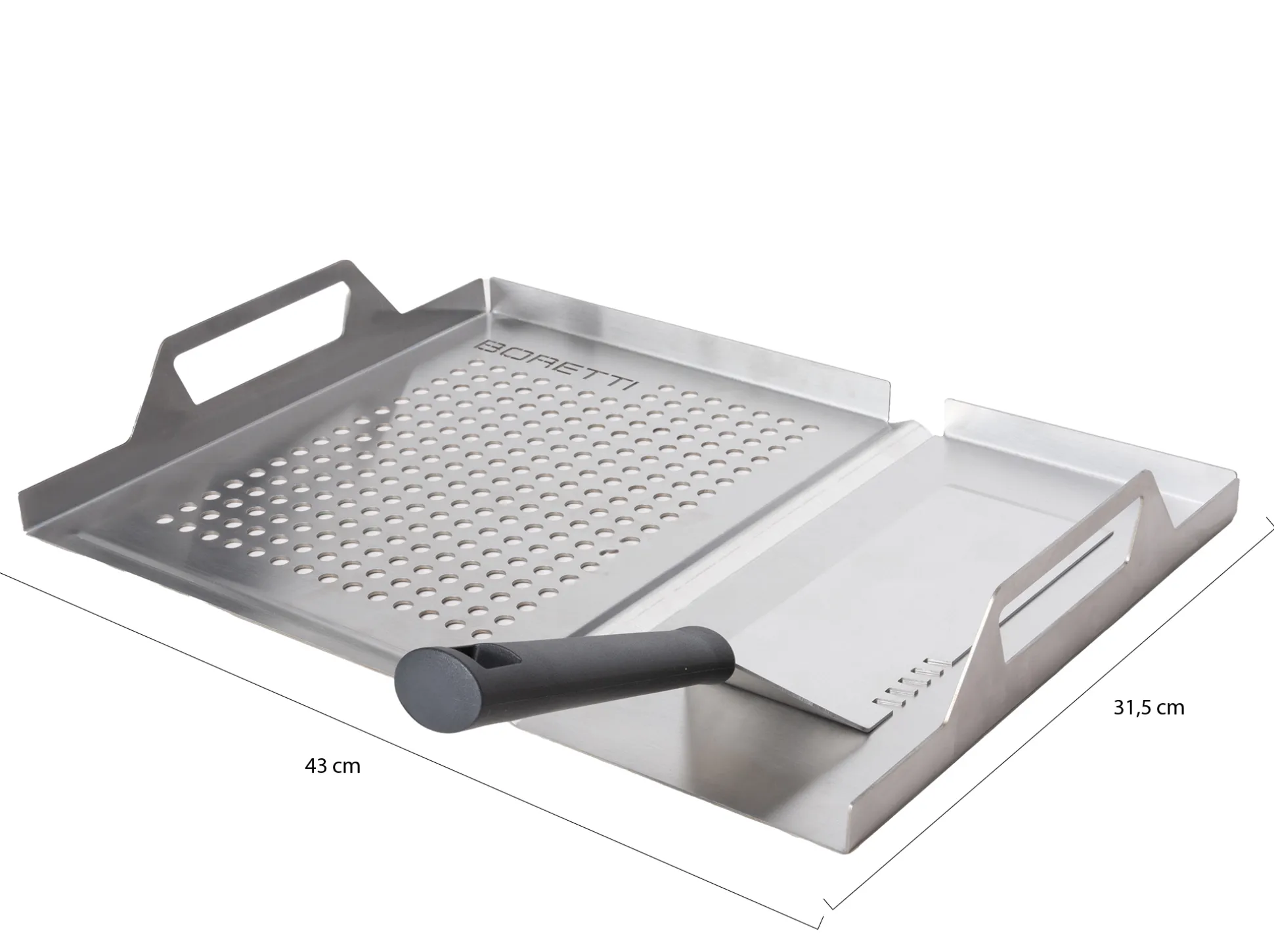 Boretti barbecue 2-in-1 grill tray met spatel 31,5x7,5x43cm