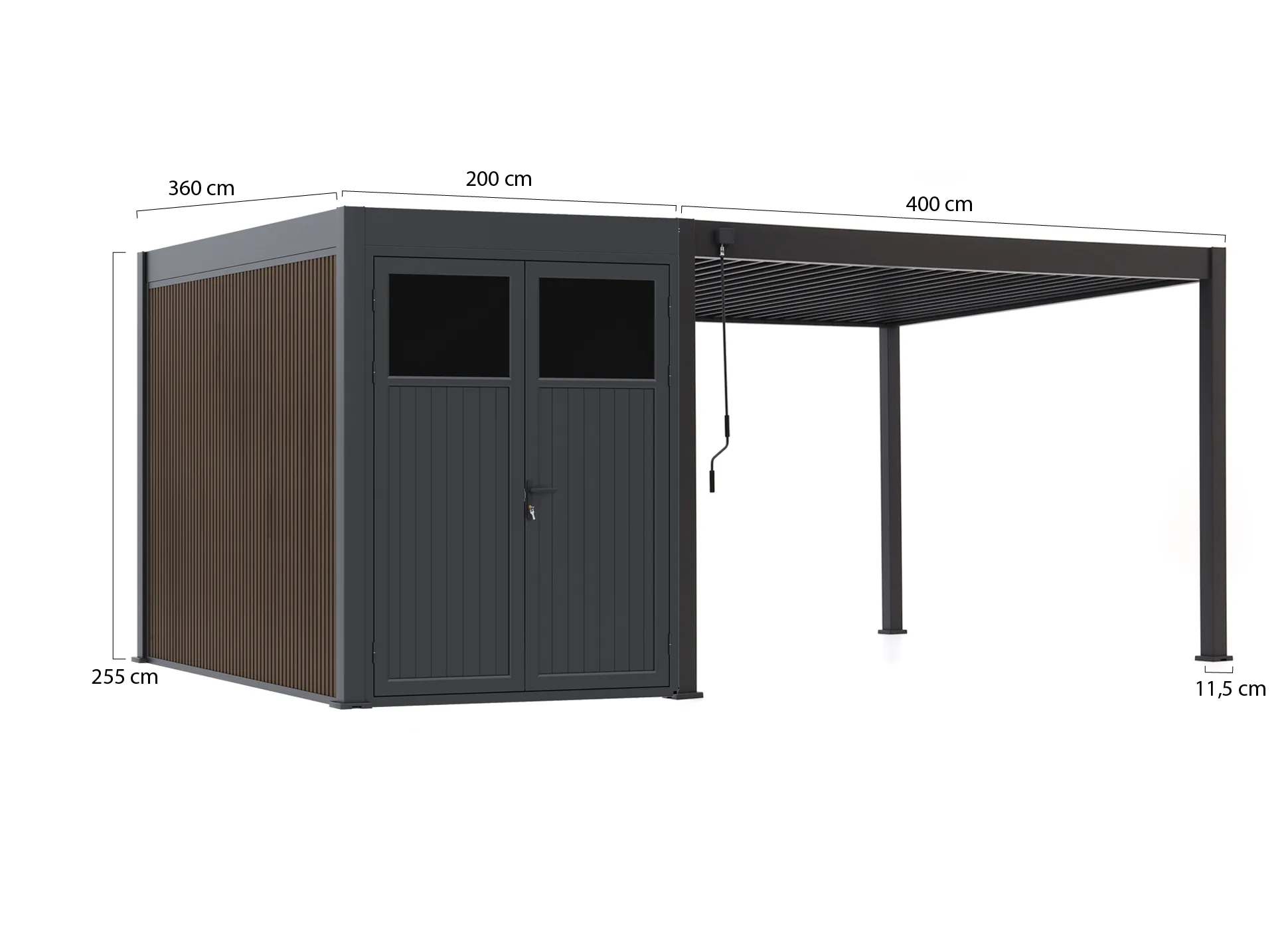 Cedrino Pergola 400x360x255cm incl. Berging 360x200cm