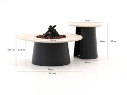 Cosidune lounge vuurtafelset ø 100cm (h: 40cm)/ø 55cm (h: 55cm)