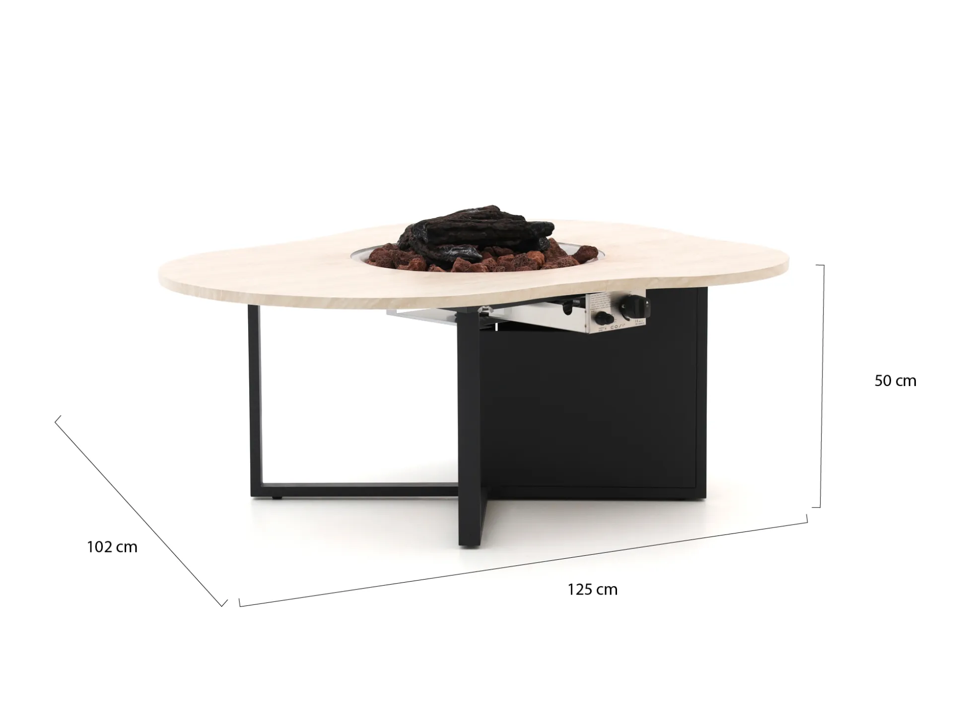 Cosiloft Novi lounge vuurtafel 125x102x50cm