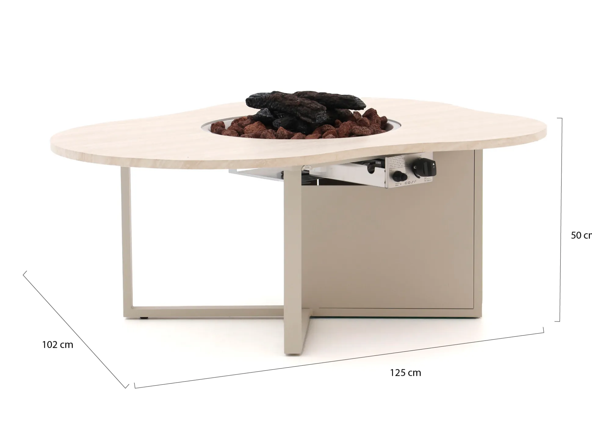 Cosiloft Novi lounge vuurtafel 125x102x50cm