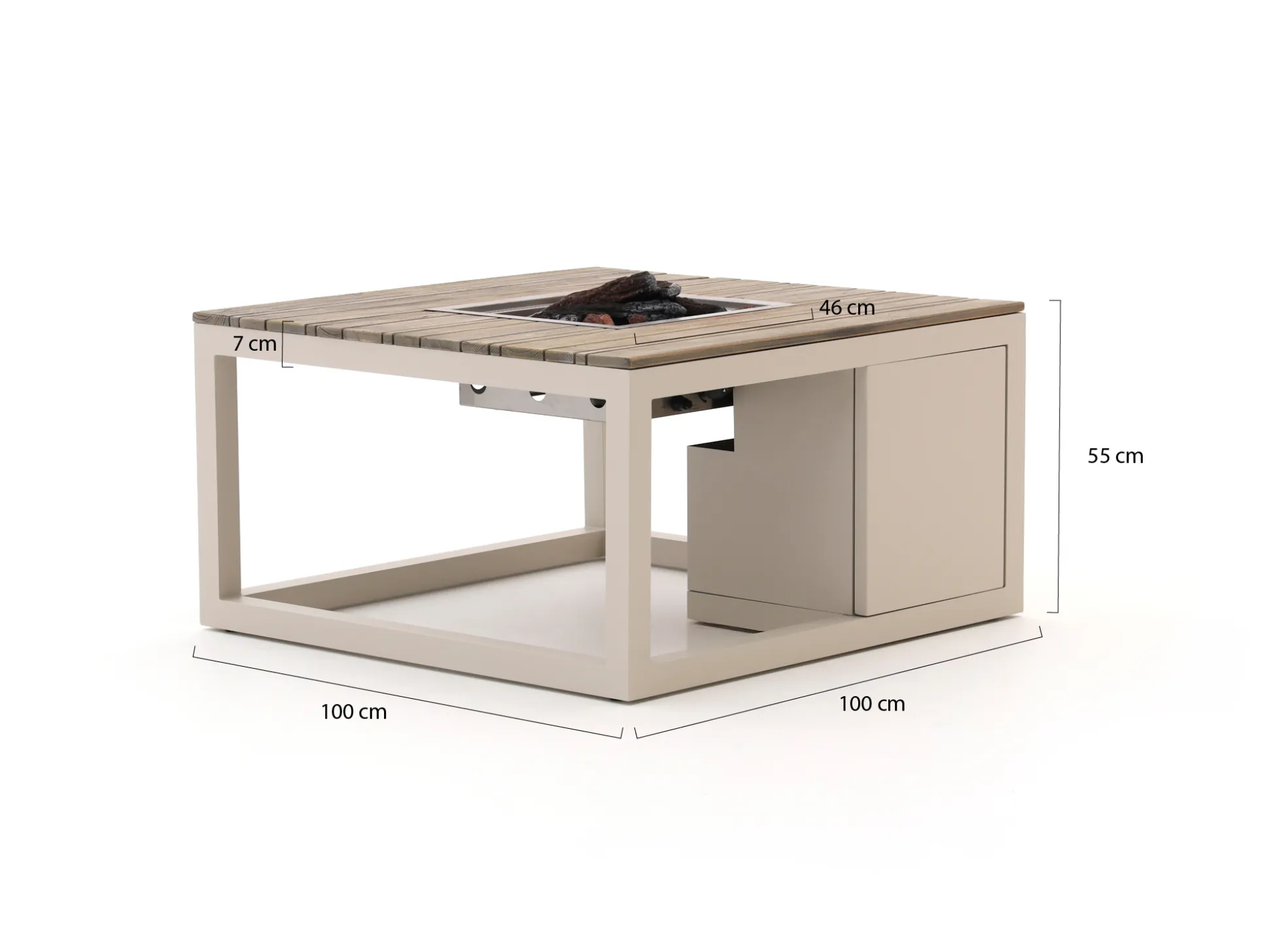 Cosiraw lounge vuurtafel 100x100x55cm