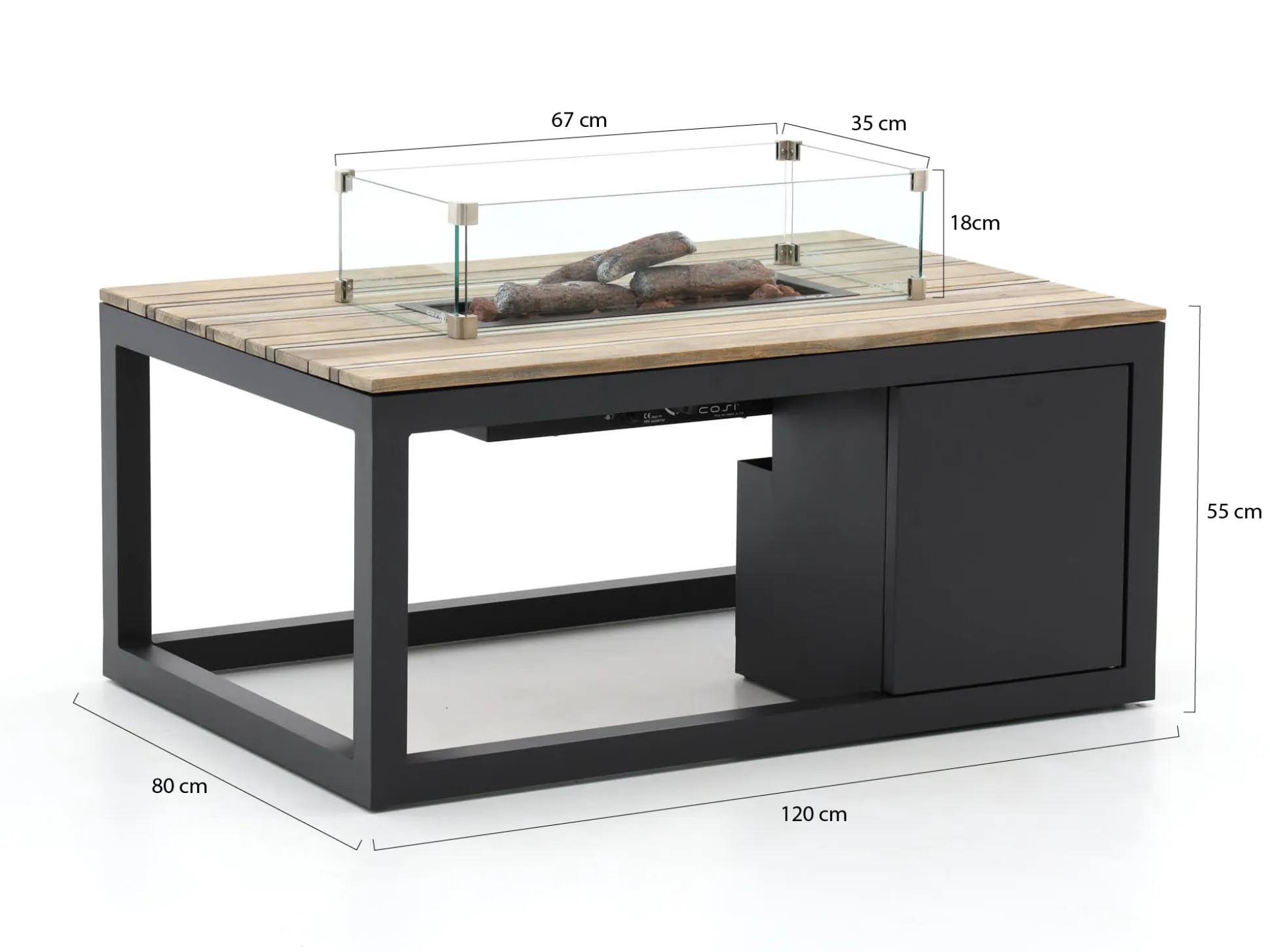 Cosiraw lounge vuurtafel 120x80x55cm