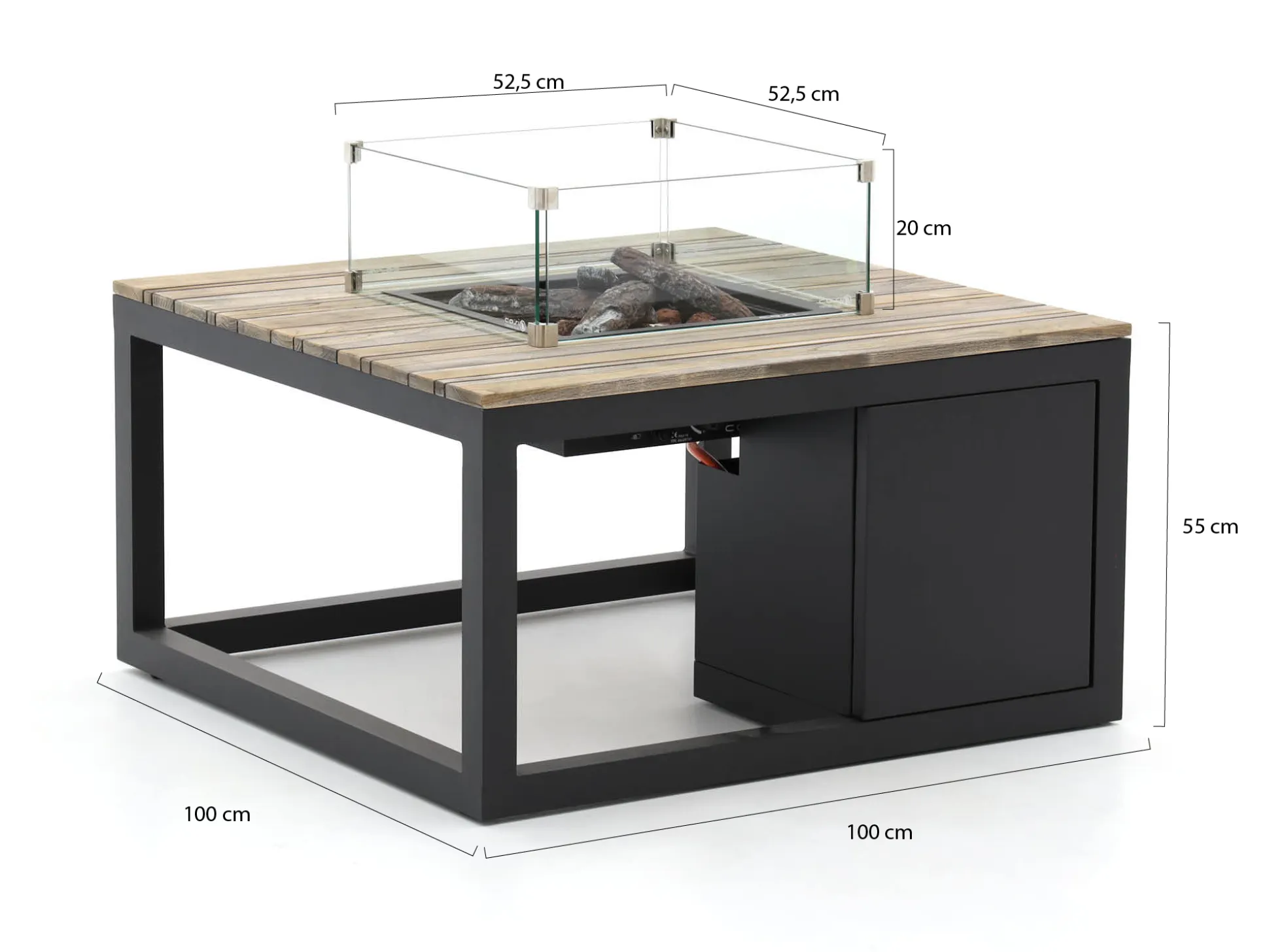 Cosiraw lounge vuurtafel 100x100x55cm