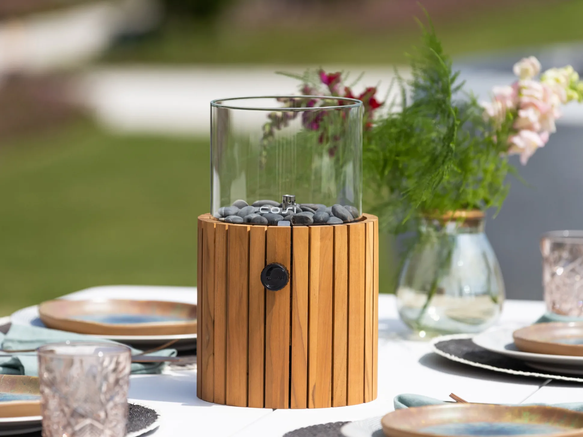 Cosiscoop Timber round gaslantaarn ø 18cm (h:30cm)