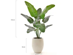 Designplants/Luca Lifestyle Strelitzia Nicolai kunstplant (h:145cm) met Grigio Tall Balloon bloempot