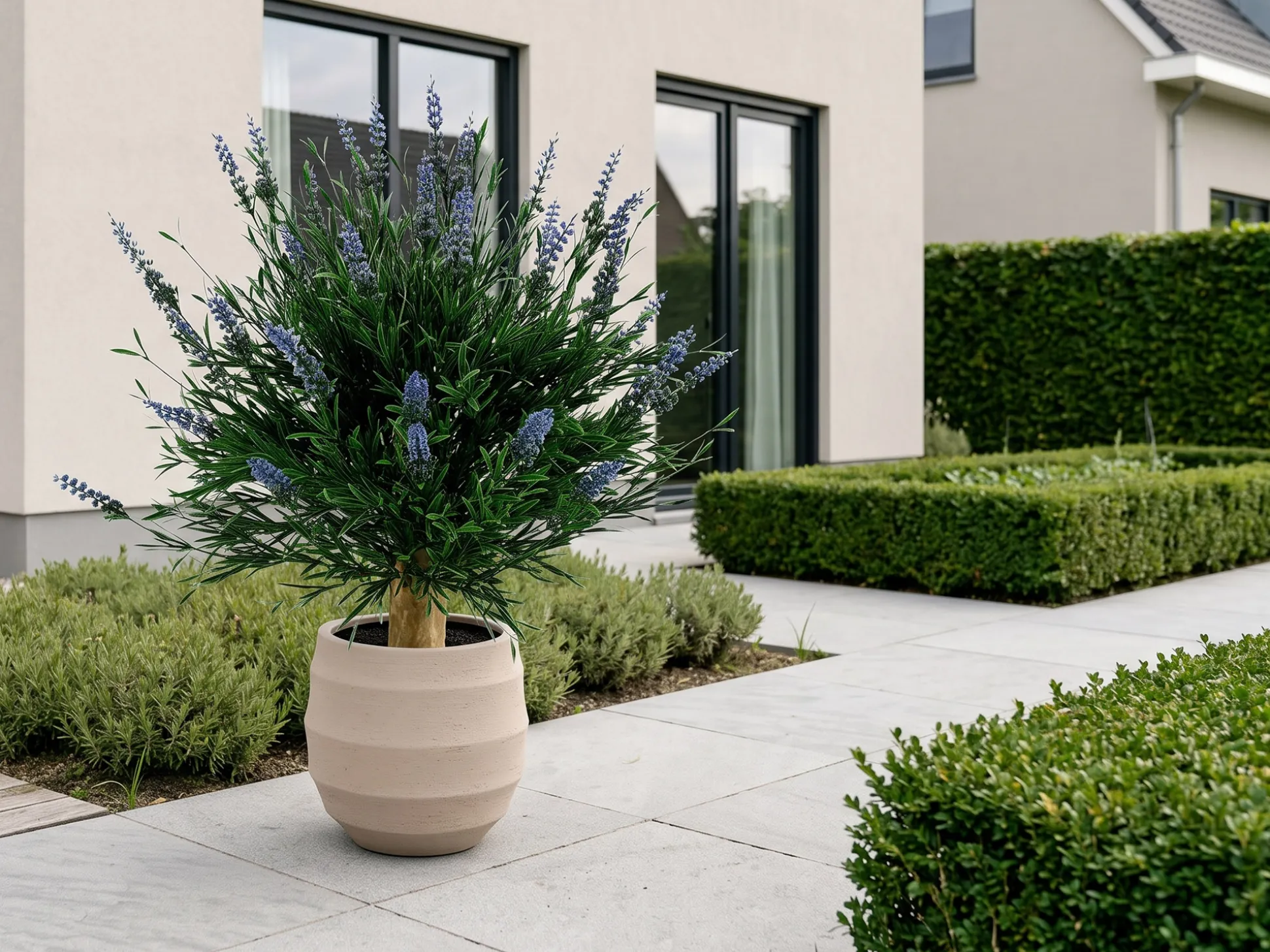Designplants/Luca Lifestyle Lavendel bol kunstplant (h:60cm) met Bordo Balloon bloempot