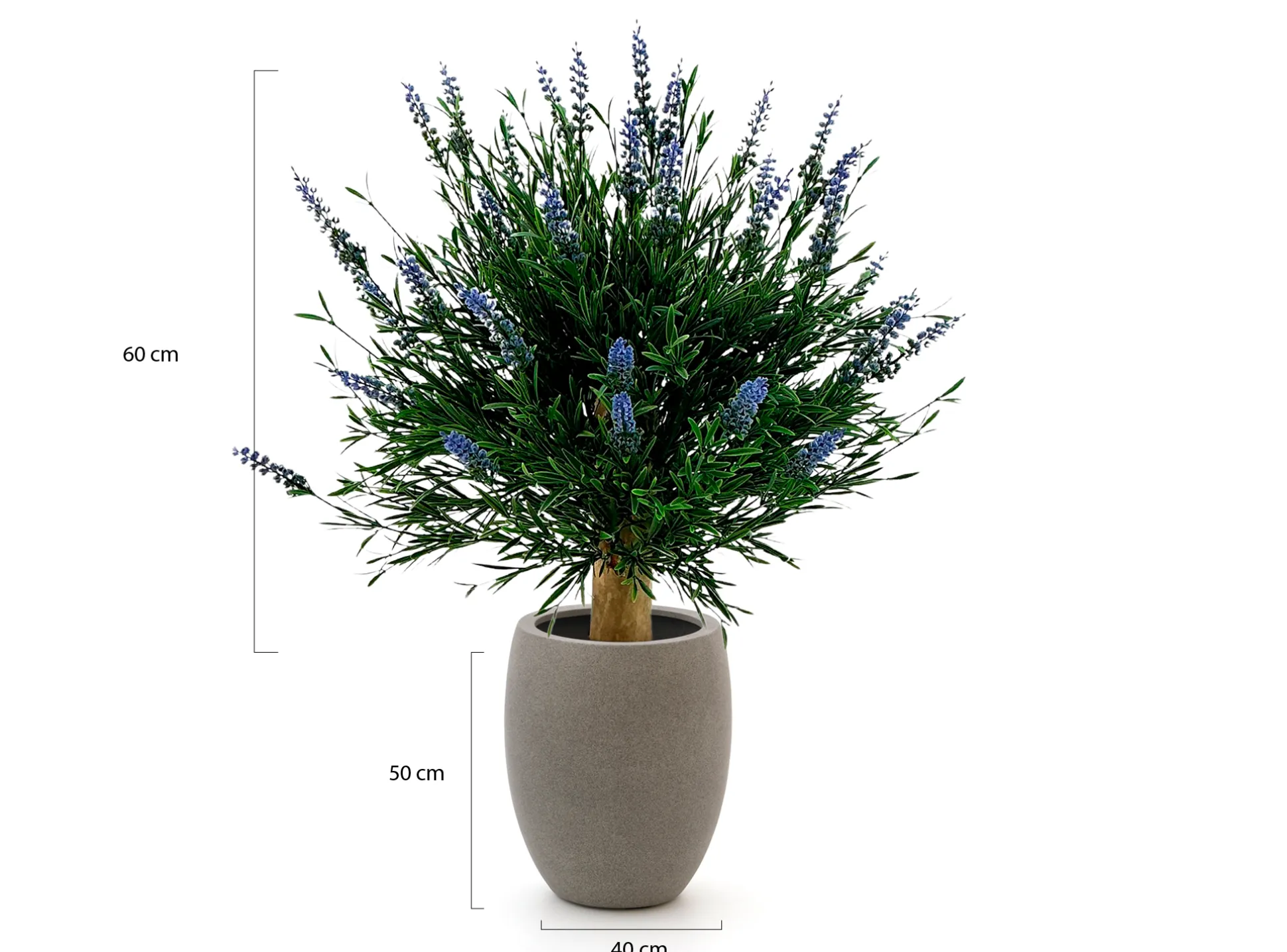 Designplants/Luca Lifestyle Lavendel bol kunstplant (h:60cm) met Grigio Tall Balloon bloempot