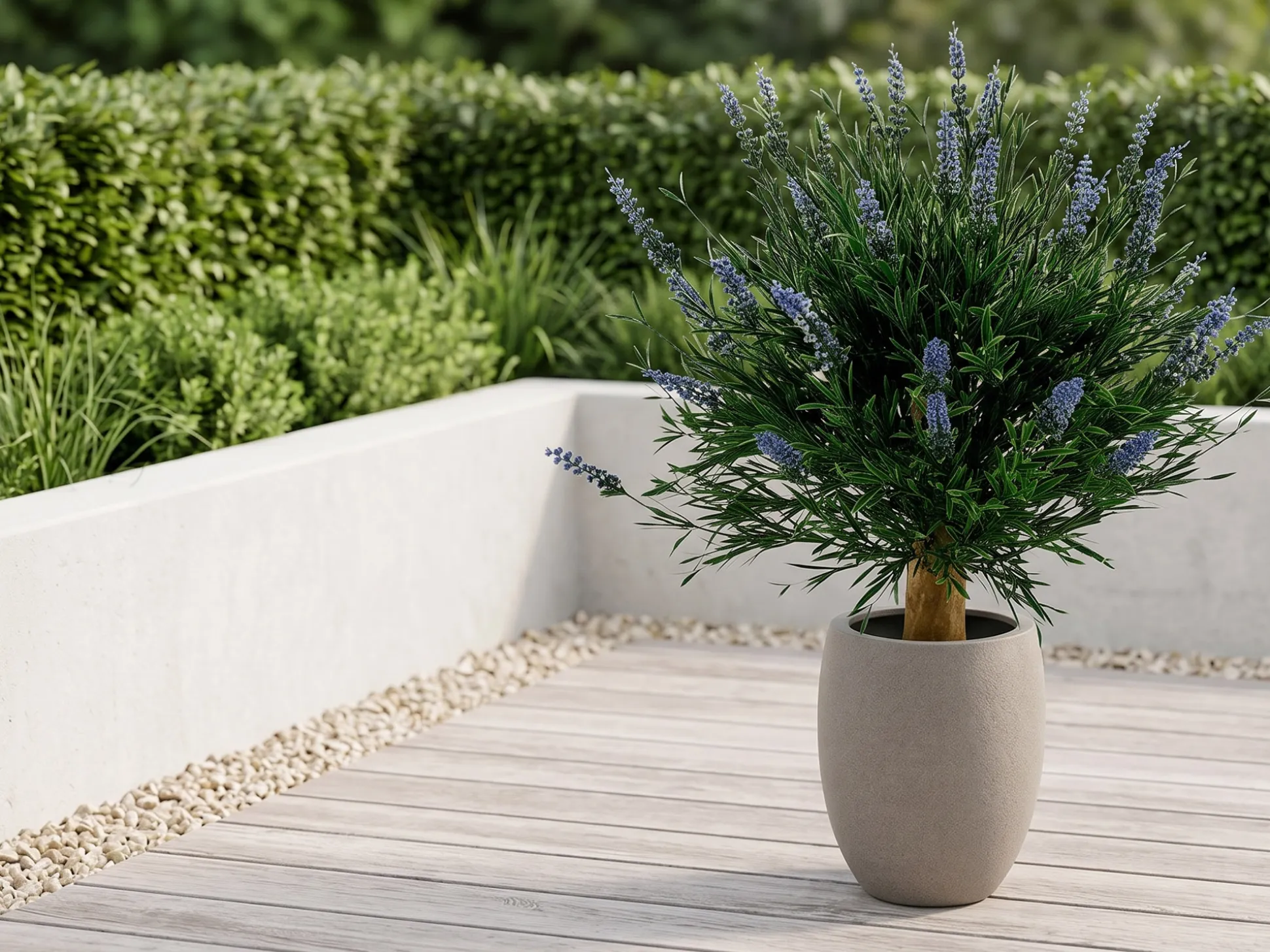 Designplants/Luca Lifestyle Lavendel bol kunstplant (h:60cm) met Grigio Tall Balloon bloempot
