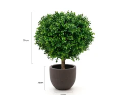 Designplants/Luca Lifestyle Buxus bol kunstplant (h:50cm) met Terreno New Egg bloempot