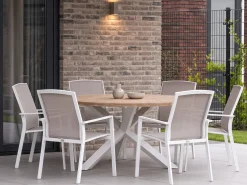 Forza Altea/ROUGH-Y ø150cm dining tuinset 7-delig stapelbaar