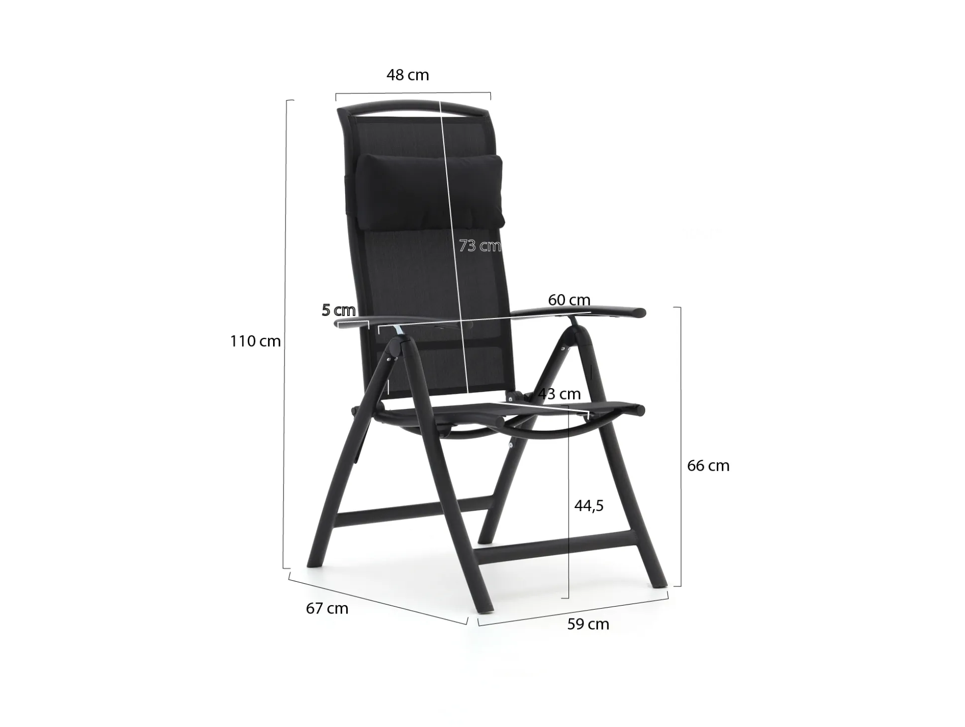 Forza Capri/Fidenza 160cm dining tuinset 5-delig verstelbaar