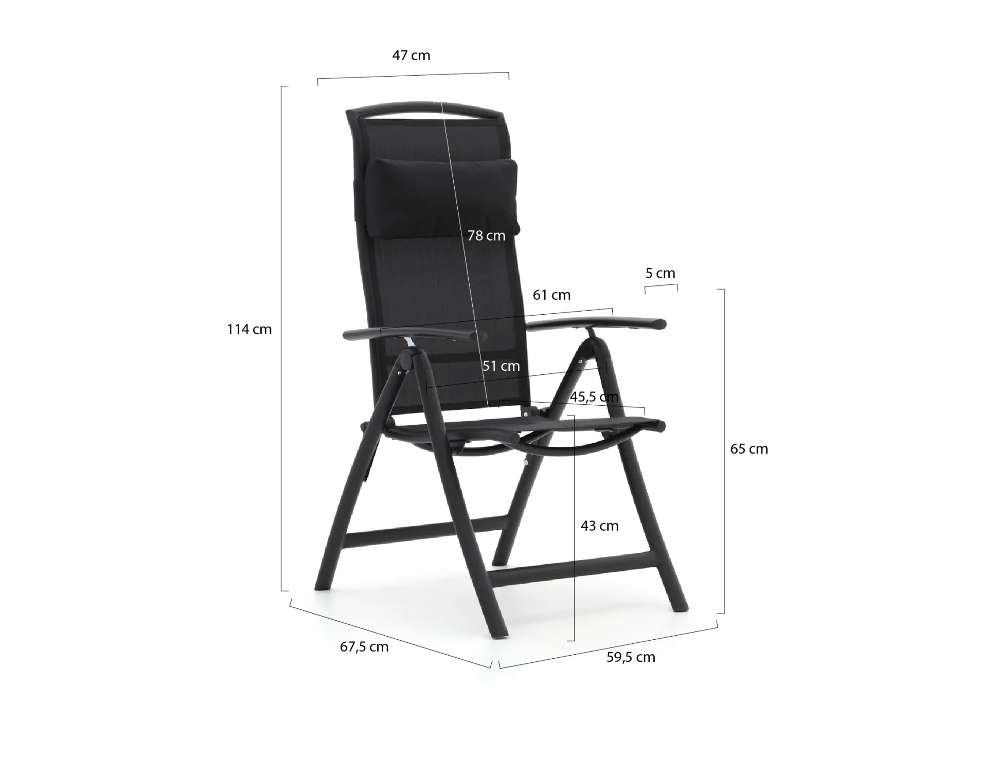 Forza Capri/Menzano 160cm dining tuinset 5-delig verstelbaar