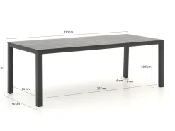 Forza Capri/Menzano 220cm dining tuinset 7-delig verstelbaar