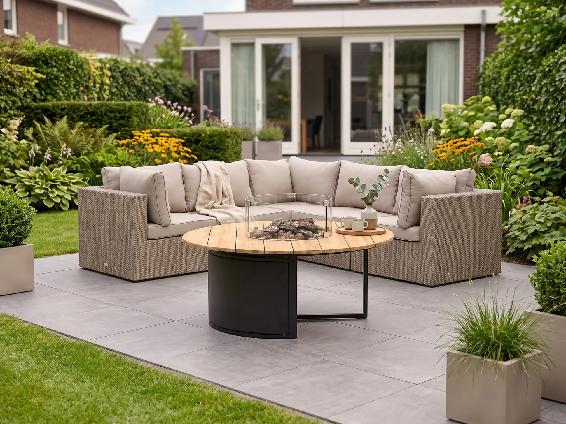 Forza Cecita/Cosiloft hoek loungeset met vuurtafel 6-delig