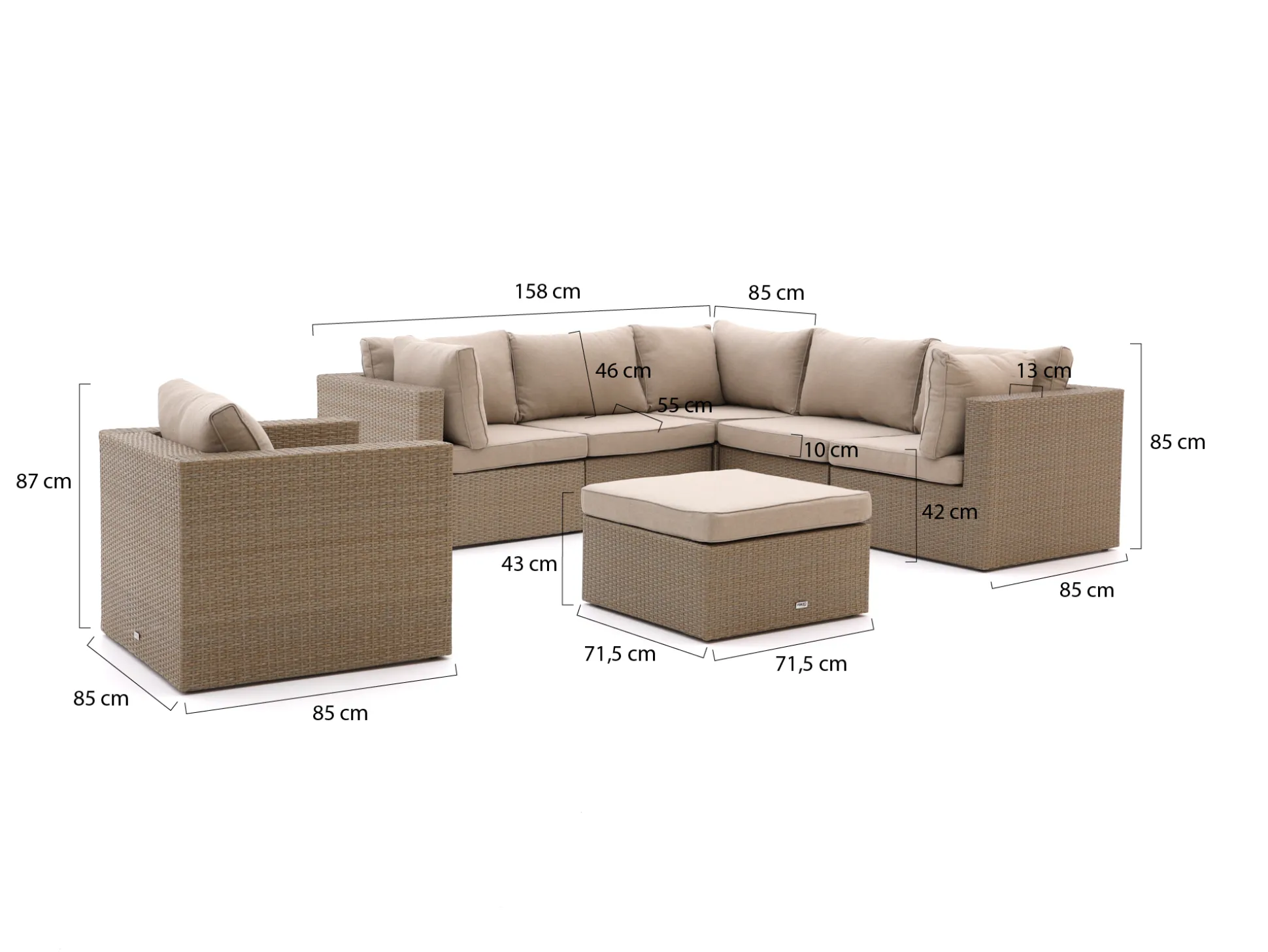 Forza Cecita hoek loungeset 7-delig 6-zits
