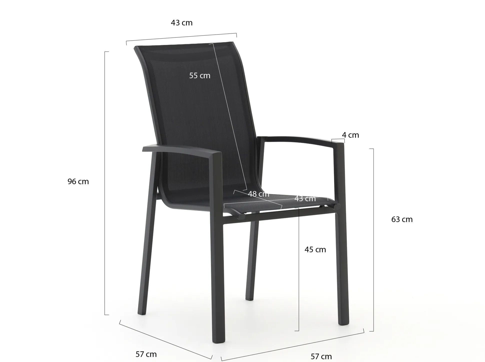Forza Centallo/Fidenza ø149cm dining tuinset 7-delig stapelbaar