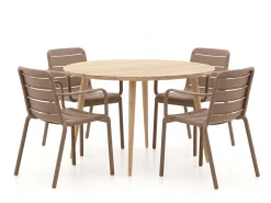 Forza Narni/ROUGH-K ø 115cm dining tuinset 5-delig stapelbaar