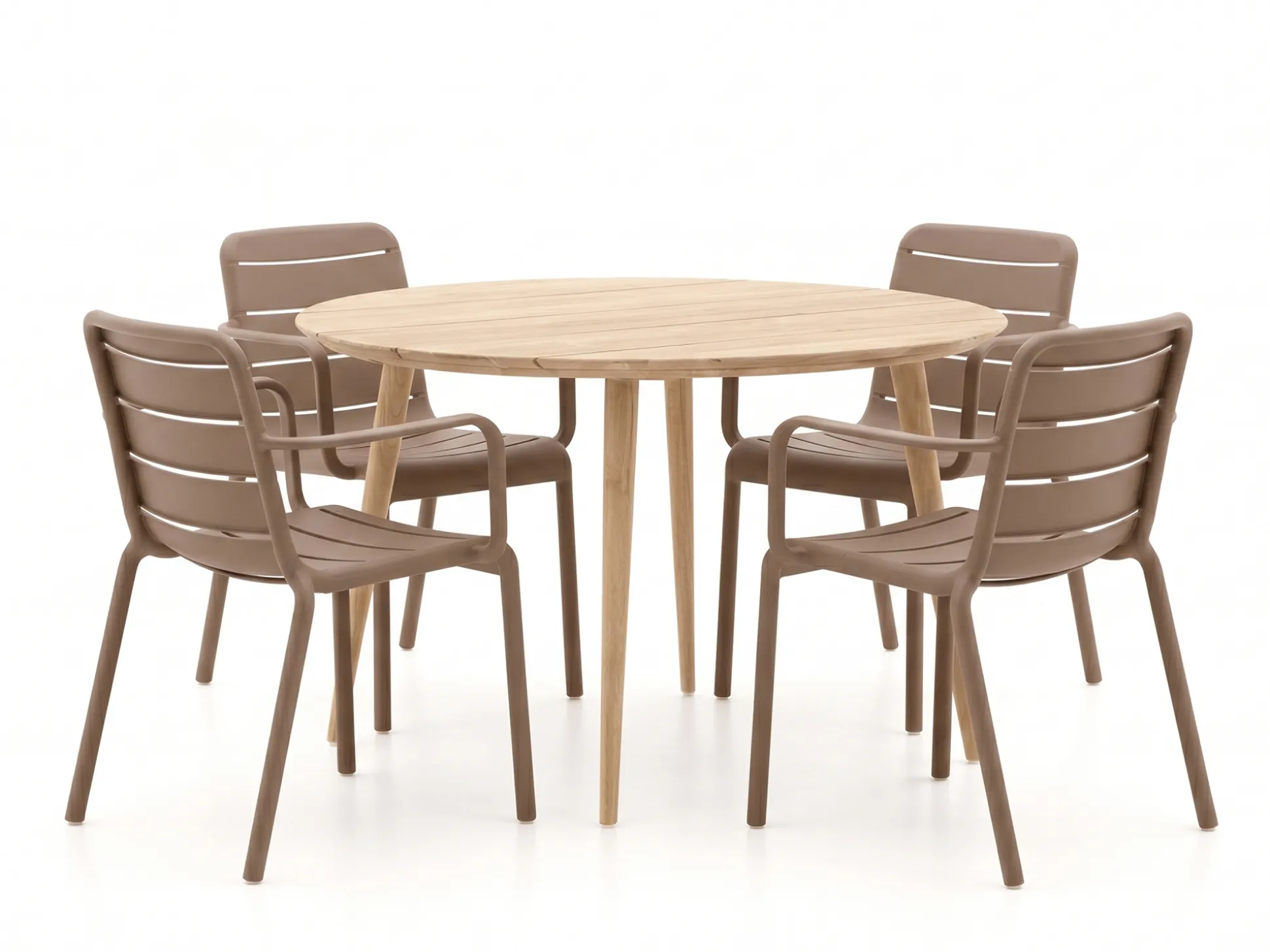 Forza Narni/ROUGH-K ø 115cm dining tuinset 5-delig stapelbaar
