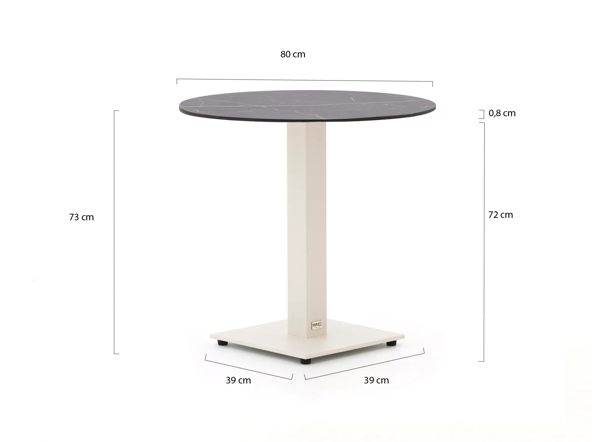 Forza Orta tuintafel ø80cm (h:73cm)